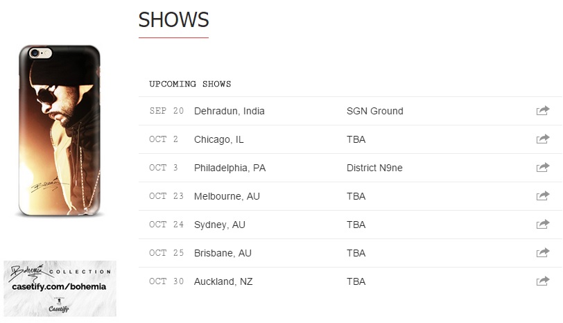 Bohemia Upcoming Shows