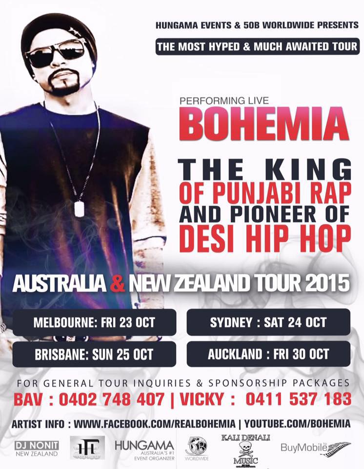 bohemia australia new zealand tour live